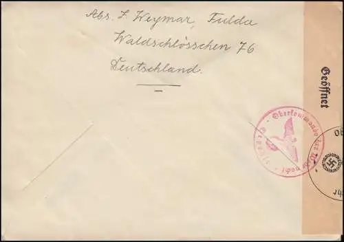 Censuration allemande sur lettre Hindenburg-MiF Tampon publicitaire guerre-WHW FULDA 6.2.1941