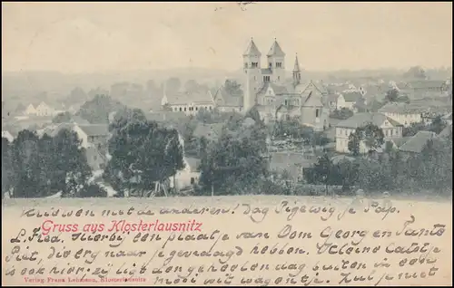 Ansichtskarte Gruss aus Klosterlausnitz, befördert nach LEIDEN 2.9.1905
