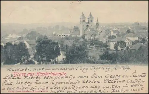 Ansichtskarte Gruss aus Klosterlausnitz, befördert nach LEIDEN 2.9.1905