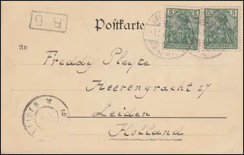 Ansichtskarte Gruss aus Klosterlausnitz, befördert nach LEIDEN 2.9.1905