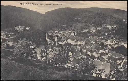 Ansichtskarte Triberg an der badischen Schwarzwaldbahn, SSt TRIBERG 6.6.1923