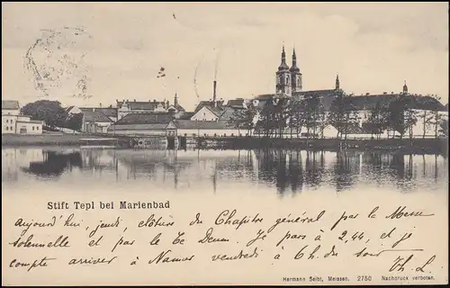 Carte de vue Stylo Tepl à Marienbad, 22.5.1914 selon Namur (STATION) 22.5.14