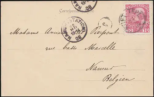 Ansichtskarte Stift Tepl bei Marienbad, 22.5.1914 nach NAMUR (STATION) 22.5.14