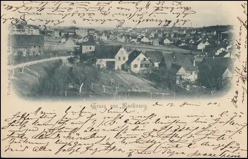 Carte de vue Gruss de Backnang, 12.6.1900 d'après Jessnitz / Anhalt 13.6.00