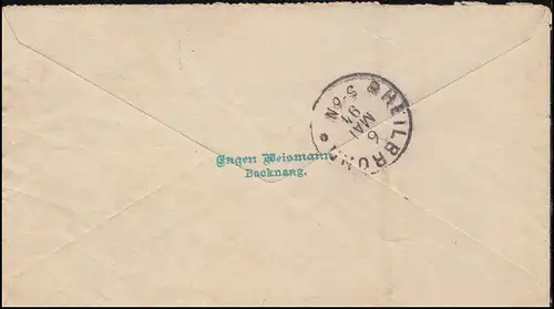 Wurtemberg 60 paragraphe 2 p. paire + 3 comme MeF sur lettre BAKKNANG 6.5.1894