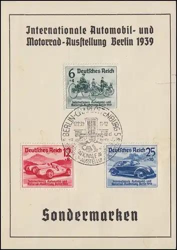 686-688 IAA Berlin 1939 auf Gedenkblatt Dresdner Bank ESSt Berlin-Charl. 17.2.39