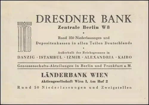 686-688 IAA Berlin 1939 auf Gedenkblatt Dresdner Bank ESSt Berlin-Charl. 17.2.39
