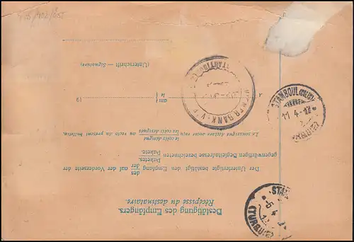 Österreich Paketkarte mit Wappen-Zusatzfrankatur WIEN 15.3.1917 in die Türkei