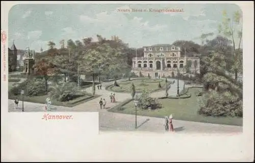 Carte de Hannover Nouvelle maison et monument guerrier, inutilisé **