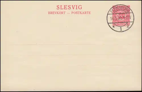 Schleswig Postcard P 2 SLESVIG 10 Pf. Tampon de complaisance FLENSBURG 14.3.20