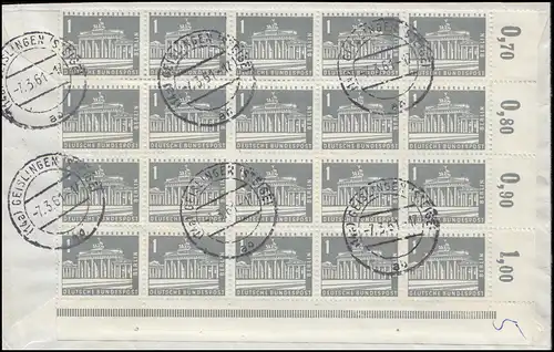 140x images urbaines dans le bloc ER-20 MeF sur lettre GÉISLINGEN 7.3.1961 à Passau