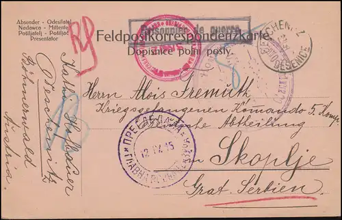 Kriegsgefangenenpost russische Zensur auf Postkarte DESCHENITZ 12.4.1915 