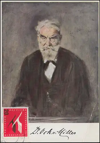 209 Oskar de Miller sur AK Bildnis Milders FDC ESST MUNCHEN 7.5.1955