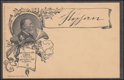 Carte postale P 25/02 avec impression de Heinrich de Stepan 1831-1897, non utilisée **