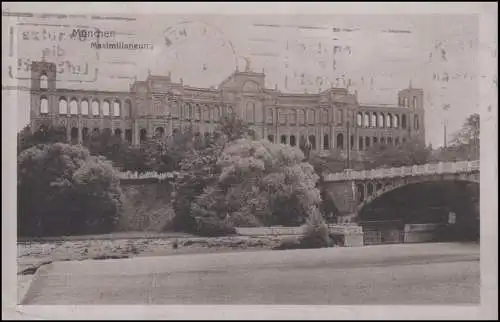 Infla 253 Paysage 2000 Mark sur AK Maximilianeum, MUNICH8.8.1923 versHolland