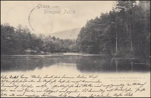 AK Gruss von Donoper Teich - Teutoburger Wald-Carte postale n° 6, DETMOLD 17.4.194