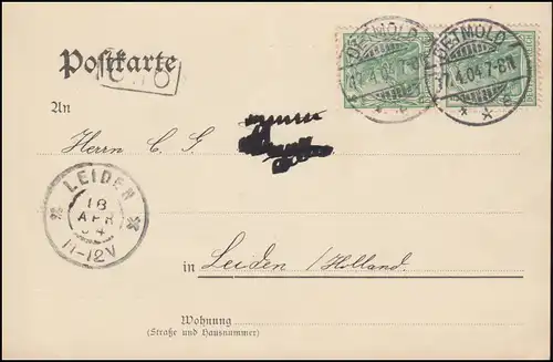 AK Gruss vom Donoper Teich - Teutoburger Wald-Postkarte Nr. 6, DETMOLD 17.4.1904