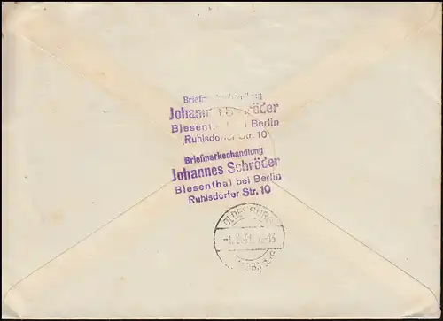 514+518+524 Hindenburg-MiF auf R-Brief BIESENTHAL nach OLDENBURG 1.8.1941