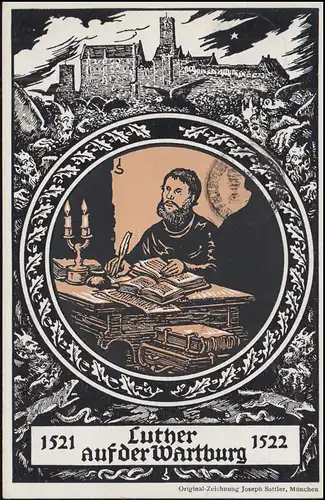 PP 34 Luther à la Wartburg Publicité-O Luth-Image EISENACH WARTBURG 5.5.1921