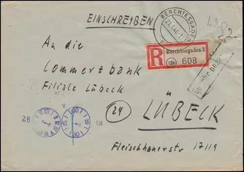 Temple payant sur lettre R DE L'HÉLÉPHONE 21.1.1946 selon LUBECK 26.1.46