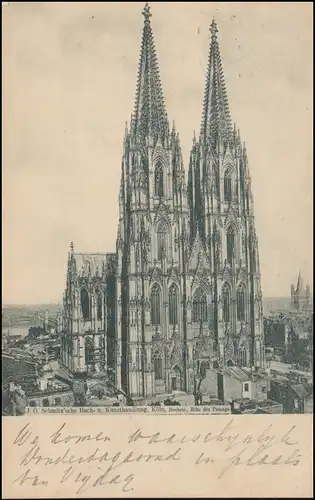 Bahnpost CÖLN (RHEIN) - VENLO ZUG 237 - 18.9.1902 auf AK Kölner Dom nach Holland