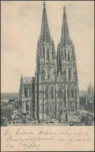 Post de train CÖLN (RHEIN) - VENLO ZUG 237 - 18.9.1902 sur AK Cologne Dom vers la Hollande