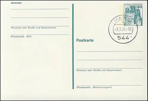 P 121 BuS 40 Pf mit Strichlinien Tages-Stempel 7.7.77