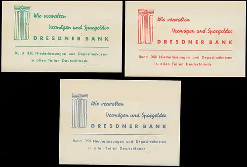 686-88 IAA Berlin 1939 auf 3 Vorlagen/Gedenkblätter Dresdner Bank ESSt 17.2.1939