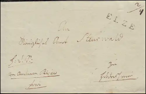 Hanovre Vorphilatelie Brochures Elementaire ELZE Lettre officielle écrite avril 1819