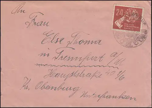 275 élections populaires en tant qu'EF sur lettre SSt OHRDRUF jouets 11.10.50 après séparation