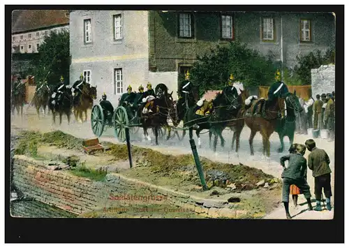 AK Soldatengrüsse: Artillerie rückt ins Quartier, WESEL 22.3.1909 nach Vorst