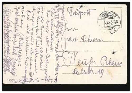 AK La Porta Westtalica Poème de Franz von Denselstedt, Feldpost NOWOWES 1916