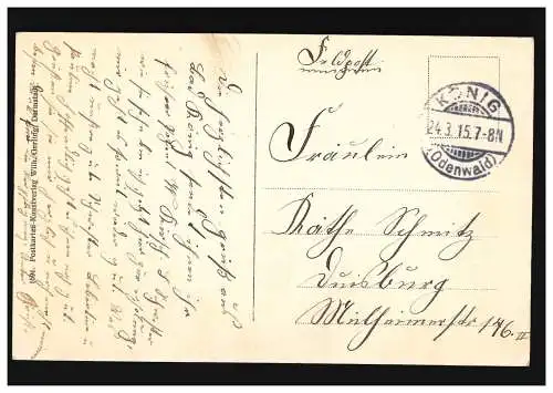 AK Bad König im Odenwald Blick ins Mümlingtal, Feldpost 24.3.15 