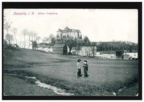 AK Oelsnitz: Schloss Voigtberg, Feldpost 25.9.16 an Vereinslazarett Neersen