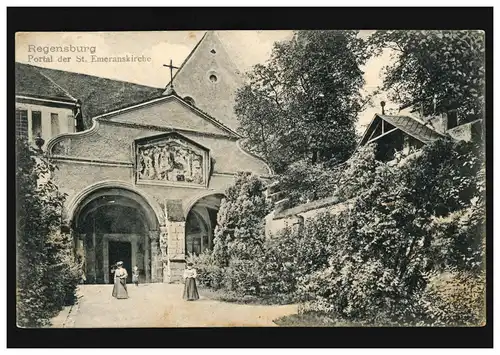 AK Ratisbonne Portail de l'église Saint-Emeran, poste de terrain REGENSBURG 25.10.1915
