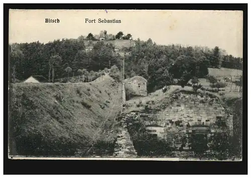 AK Bitsch Fort Sebastian, Feldpost BITSCH 13.1.18 an Vereinslazarett in Neersen