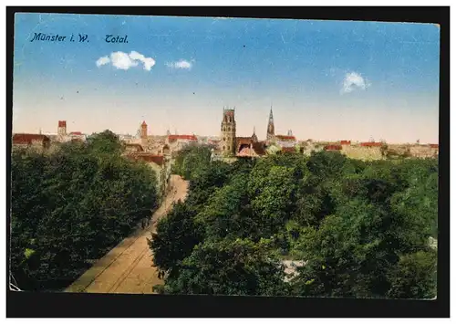 AK Münster en Westphalie Vue totale, carte postale 16.9.1918