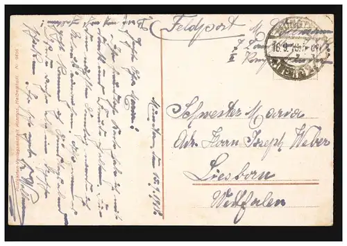 AK Münster en Westphalie Vue totale, carte postale 16.9.1918