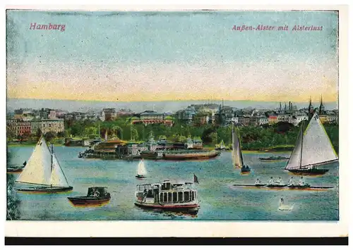 Carte de vue Hamburg Alster extérieur avec Alsterlust, carte postale de champ HAMBURG 26.3.16