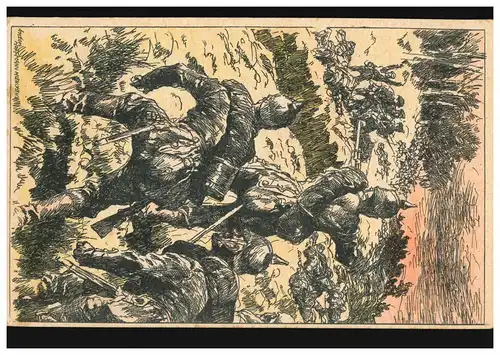 AK Kampf mit Russen, Feldpost Bayer. BS Inf. Div. Masch.-Gewehr-Schule 15.12.16 