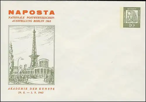 Privat-GA PU 29/7, Berlin Dürer 10 Pfennig NAPOSTA  1963 / Funkturm,  **