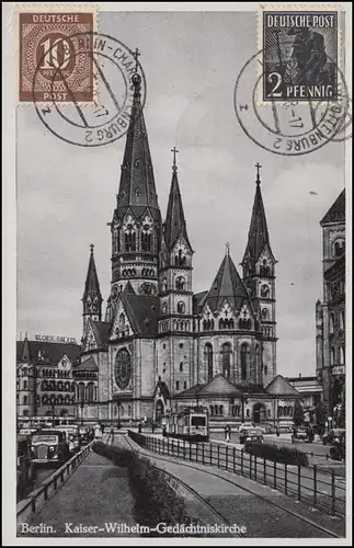 Ansichtskarte Kaiser-Wilhelm-Gedächtnsikirche, BERLIN-CHARLOTTENBURG 14.1.1948