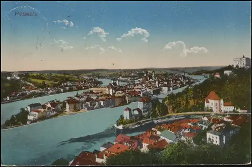 130 Série d'adieu EF à AK Passau Panorama 17.2.1922 vers Rothenburg