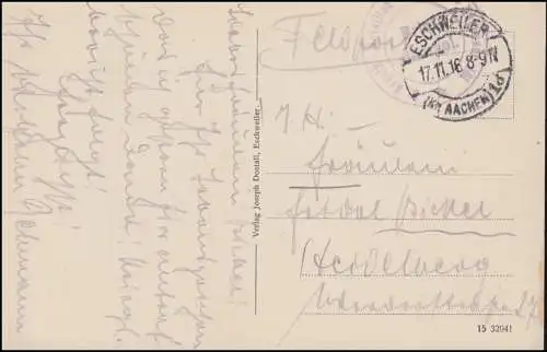 AK Eschweiler Caserner (Hof), poste de terrain ESCHWEILER (Kr. AACHEN) 17.11.16