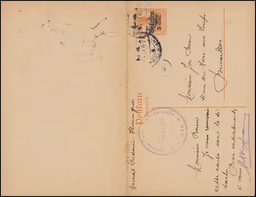 Zensur Überwachungsstelle Belgien Postkarte P 13II BRÜSSEL 18.4.1917