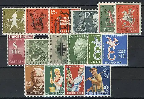 429-444 Sarre - millésime 1958 (16 timbres) complètement frais **