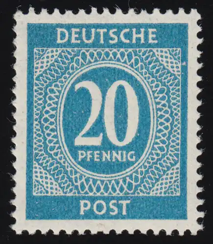 Alliierte Besetzung 924a Ziffer 20 Pf, grünlichblau/türkisblau, **