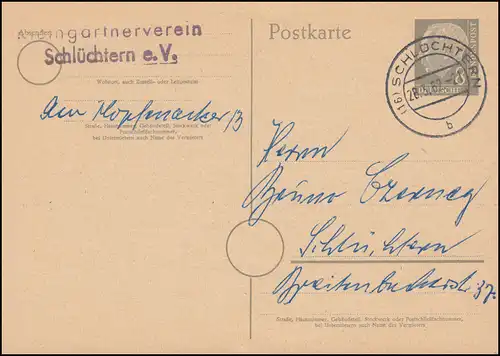Carte postale P 18 Kleingartenverein SCHLÜSCHN 28.3.62 comme carte postale locale
