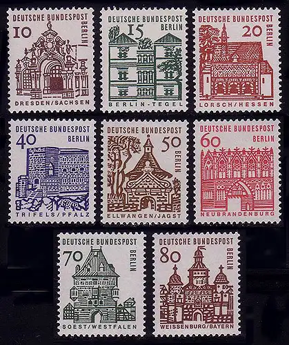 242-249 Bâtiments allemands, 8 valeurs, ensemble frais **