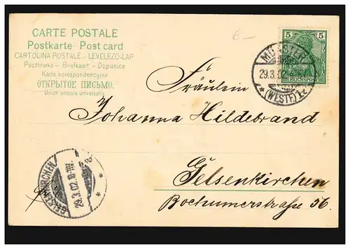 Carte de Pâques Croix avec fleurs, MÜNTER 29.3.2003 d'après GELSENKIRCHEN 29.03